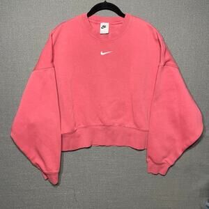 Nike Sweatshirt Womens M Red Pullover Cropped Boxy Center Swoosh